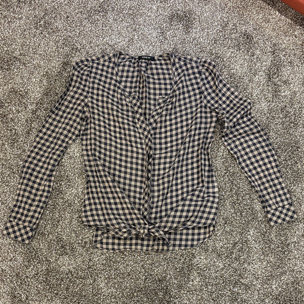 DREW Navy and White Checkered Button Down Shirt